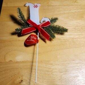 Ashland White Holiday NOEL Ornament with Red Bow and Greenery, Letter "L" Only